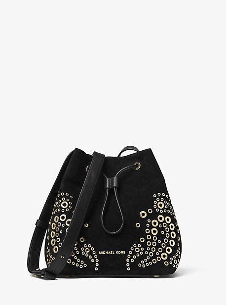 michael kors beuteltasche cary|Cary Small Grommeted Suede Bucket Bag .